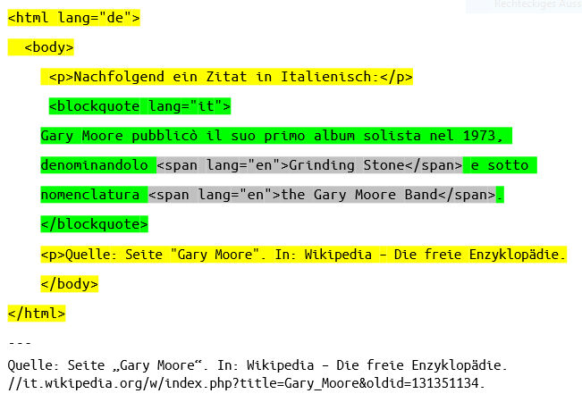 Screenshot zeigt den HTML-Code, der oben erläutert wird.